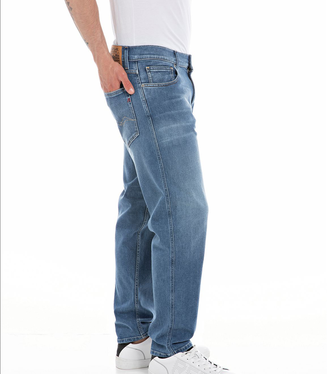 リラックステーパード SANDOTインディゴストレッチデニム 詳細画像 ミディアムブルー 4